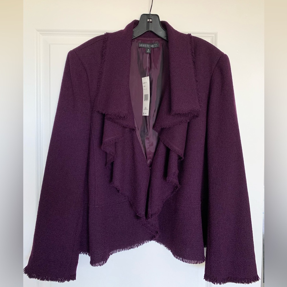 LAFAYETTE 148 Javane Draped Jacket in Eggplant Purple Size 16 Never Worn